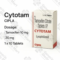 Cytotam 10 mg and 20 mg tamoxifen tablets (1 pack / 10 tabs) for hormone receptor–positive breast cancer