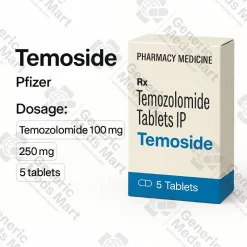 Temoside 100 mg and 200 mg temozolomide tablets (1 pack / 5 tabs) for glioblastoma and high-grade glioma